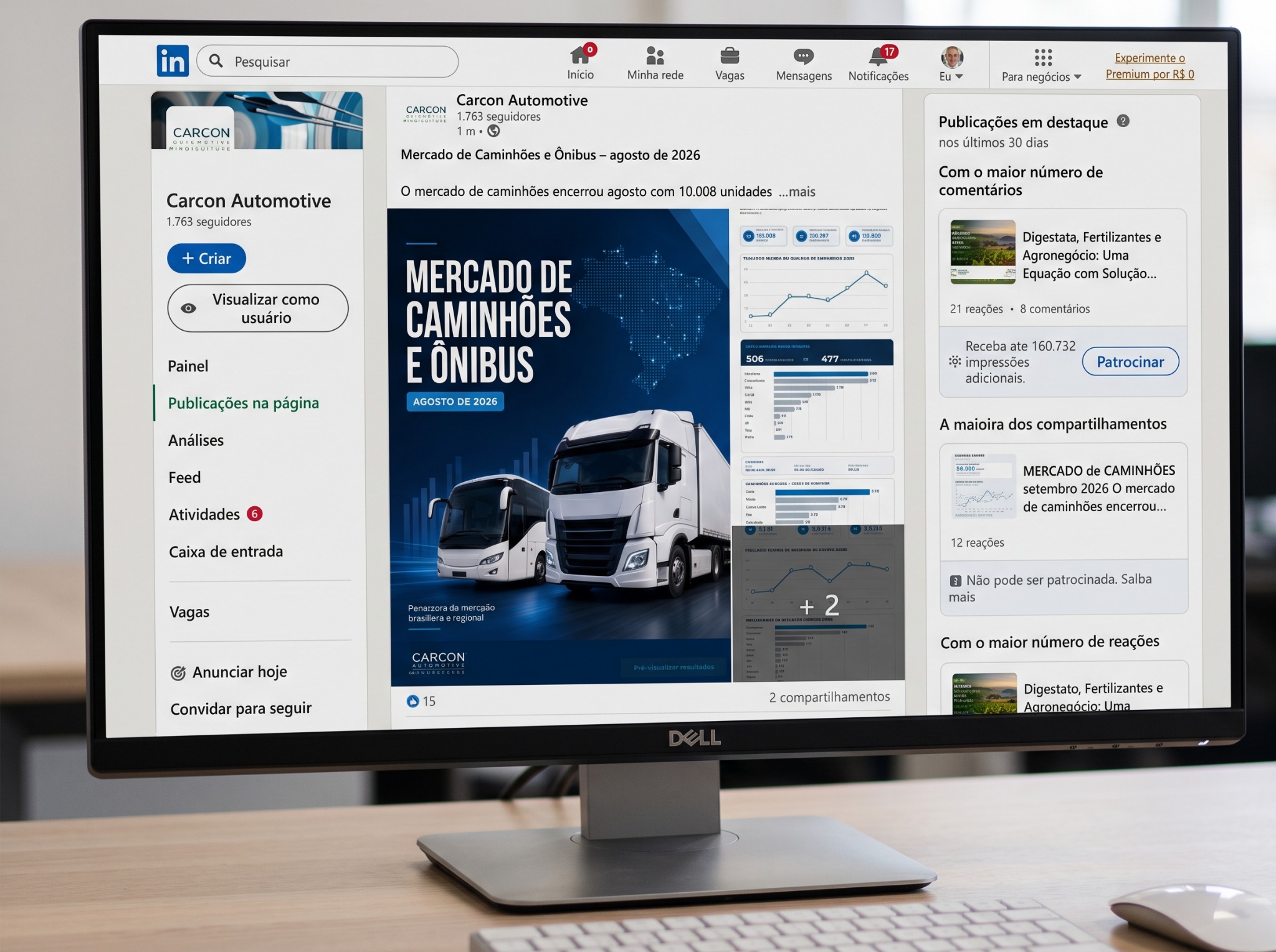 Carcon no LinkedIn — trabalho da ONZE05