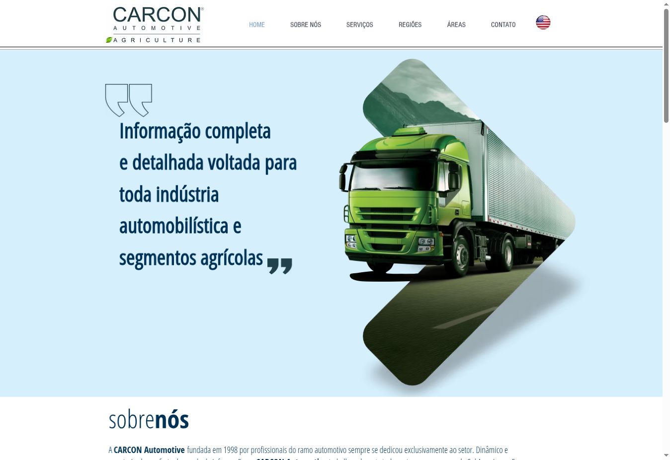 Home do site Carcon Automotive na tela de um notebook